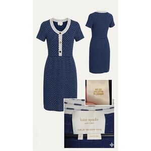 Kate Spade New York | Navy Blue Mod-Style Knit Button-Front Dress